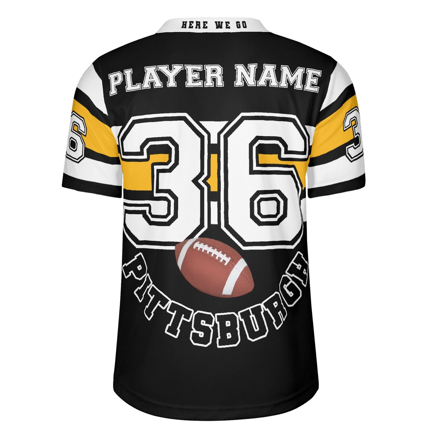 Stillers Black/Gold Stripe Gridiron Jersey - Personalized Name & Number - Knockout Finish
