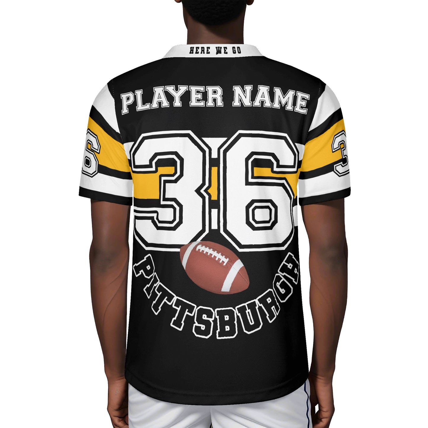Stillers Black/Gold Stripe Gridiron Jersey - Personalized Name & Number - Knockout Finish