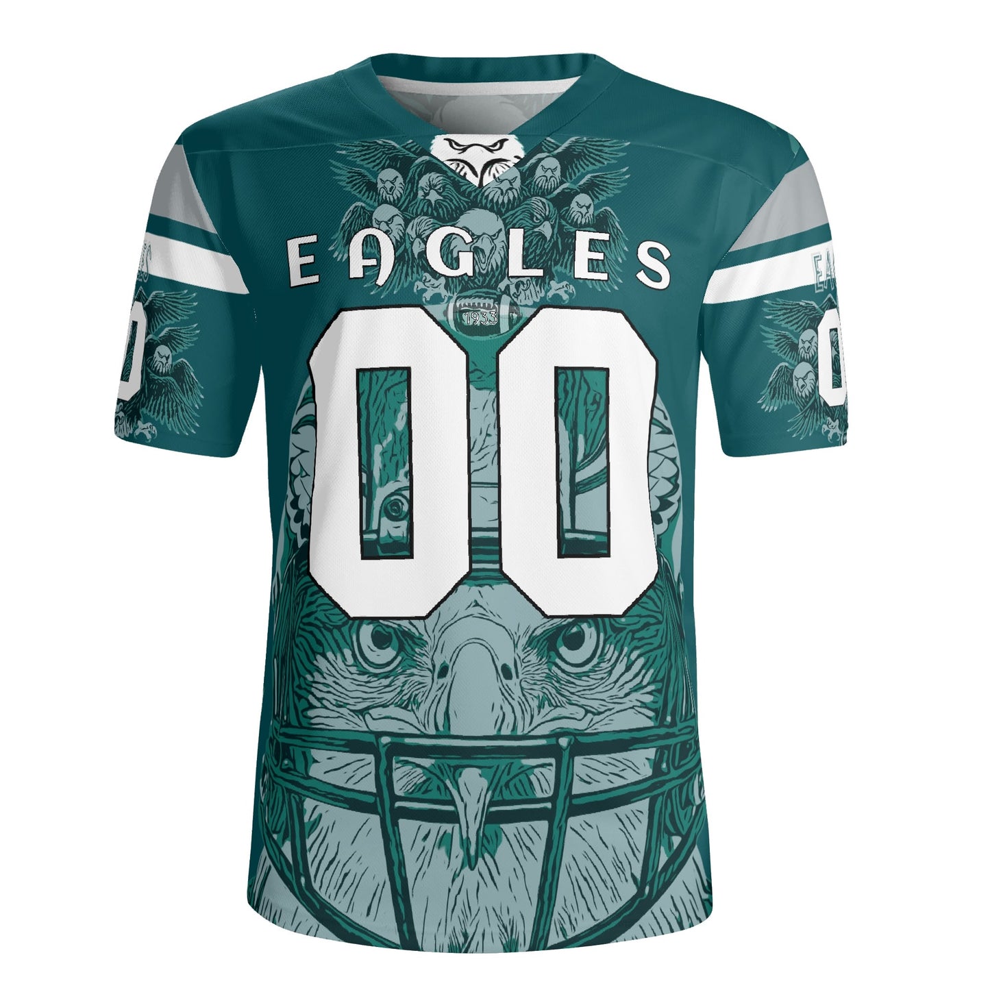 Midnight Green Eagle Mascot Football Jersey - Custom Name & Number - Coolest Eagle Jersey Ever