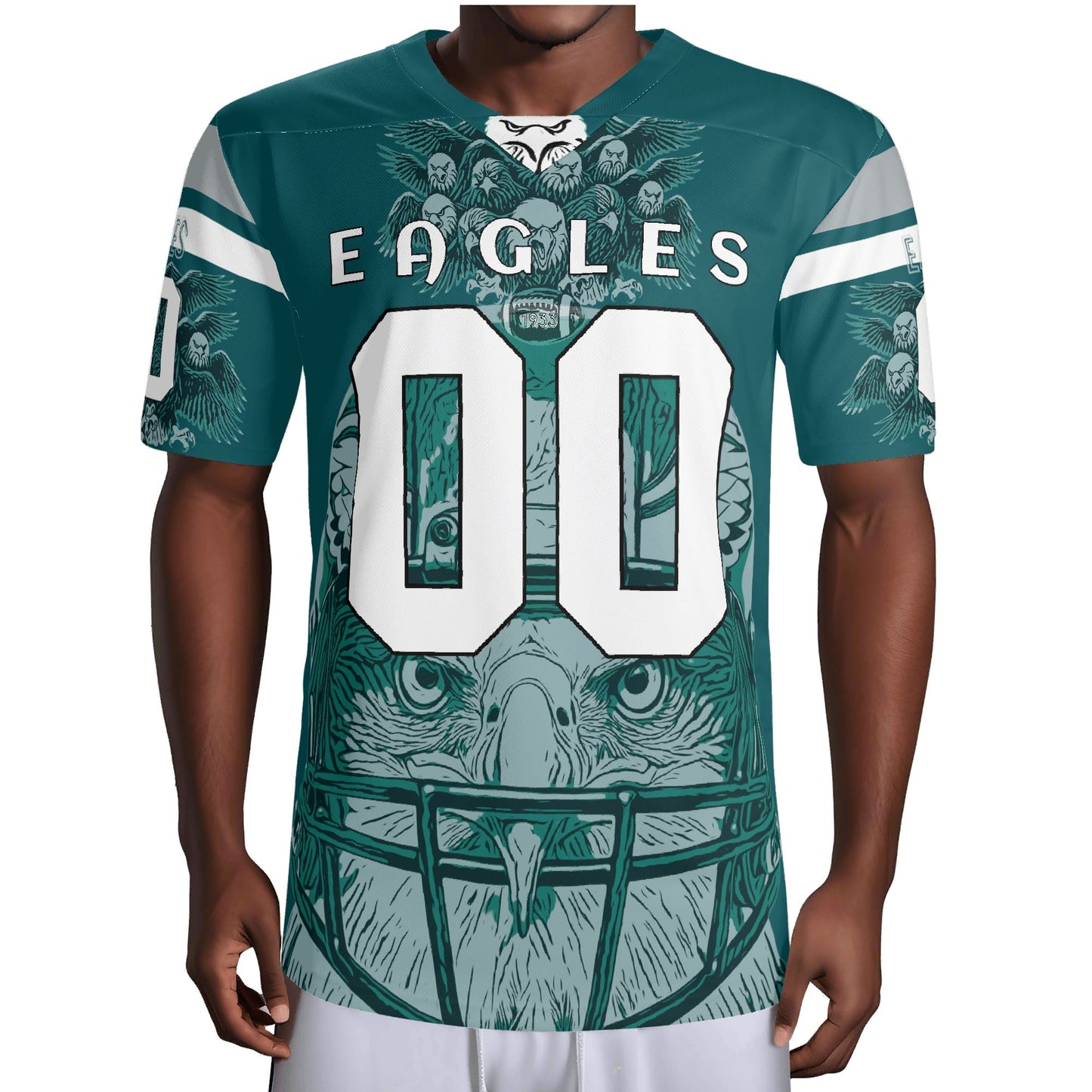Midnight Green Eagle Mascot Football Jersey - Custom Name & Number - Coolest Eagle Jersey Ever
