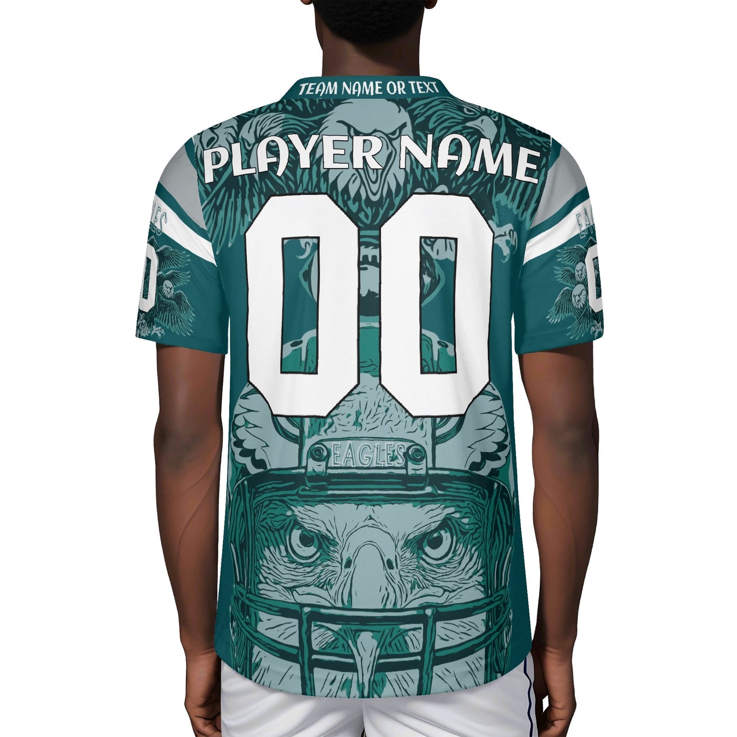 Midnight Green Eagle Mascot Football Jersey - Custom Name & Number - Coolest Eagle Jersey Ever