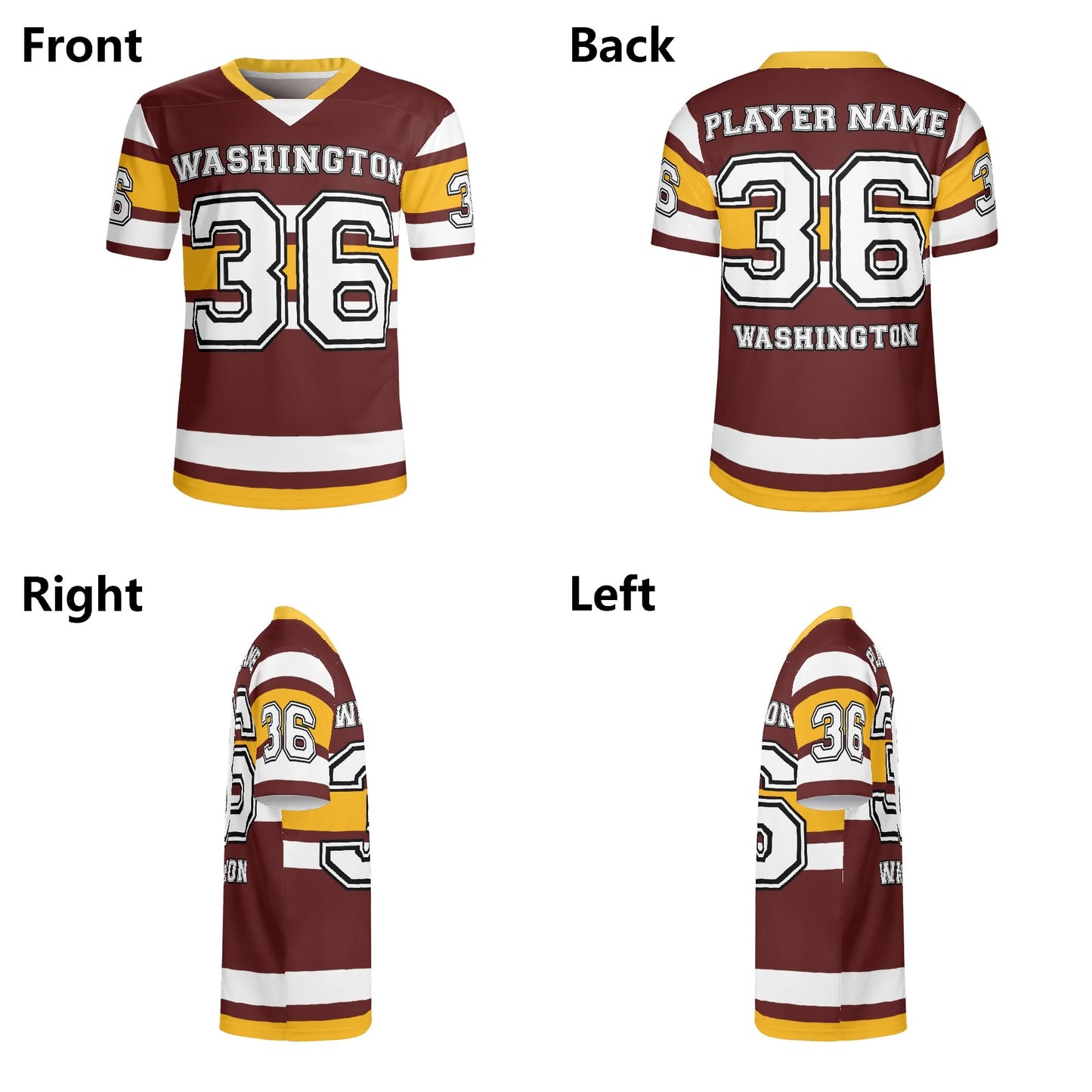 Gridiron Classic Burgundy-Gold Football Jersey - Personalized Name & Number - Pro-Look Finish