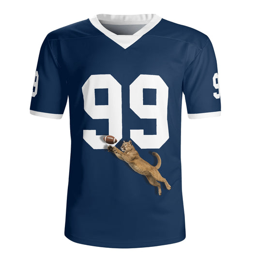 Clutch Catch Mountain Lion Mascot Navy Football Jersey - Custom Number - Quick-Dry Mesh