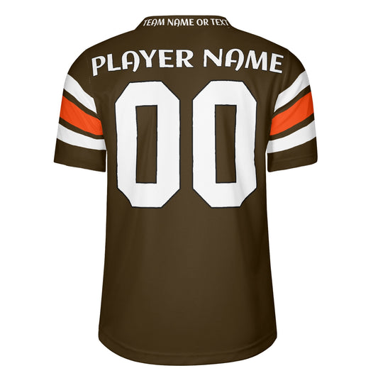 Rust-Belt Grit Brown/Orange Football Jersey - Custom Name & Number - Game-Day Mesh
