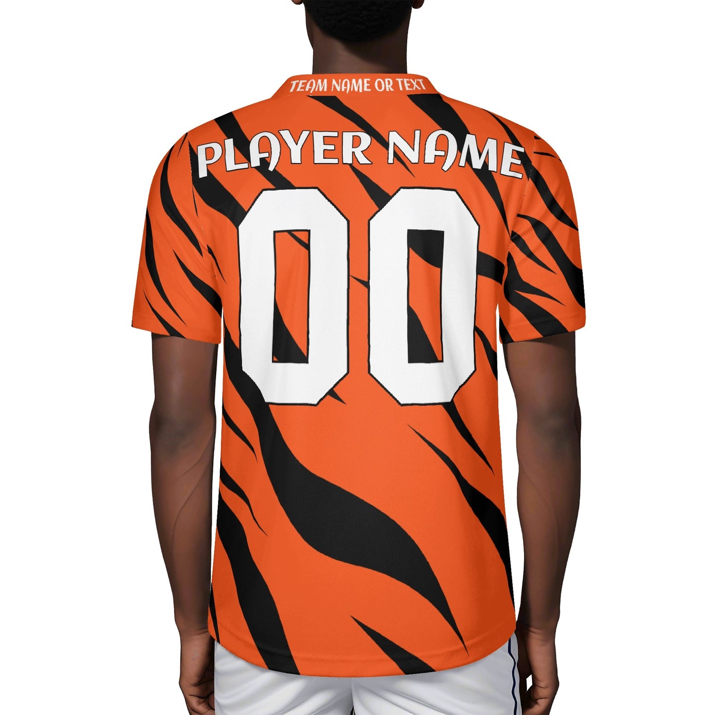 Orange/Black Tiger-Stripe Football Jersey - Custom Name & Number - Game-Day Ready Mesh