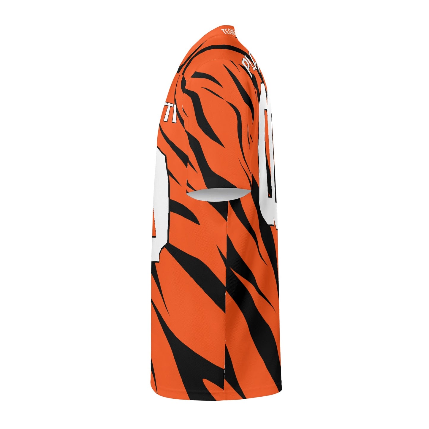 Orange/Black Tiger-Stripe Football Jersey - Custom Name & Number - Game-Day Ready Mesh