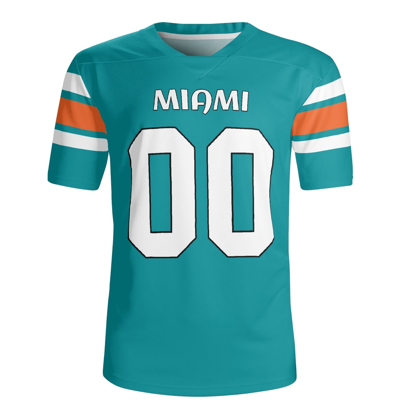 South Beach Aqua/Orange Football Jersey – Custom Name & Number – Quick-Dry Mesh