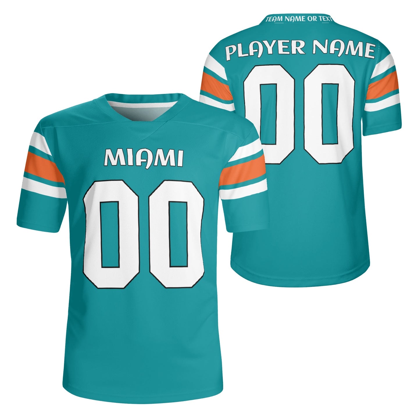 South Beach Aqua/Orange Football Jersey – Custom Name & Number – Quick-Dry Mesh