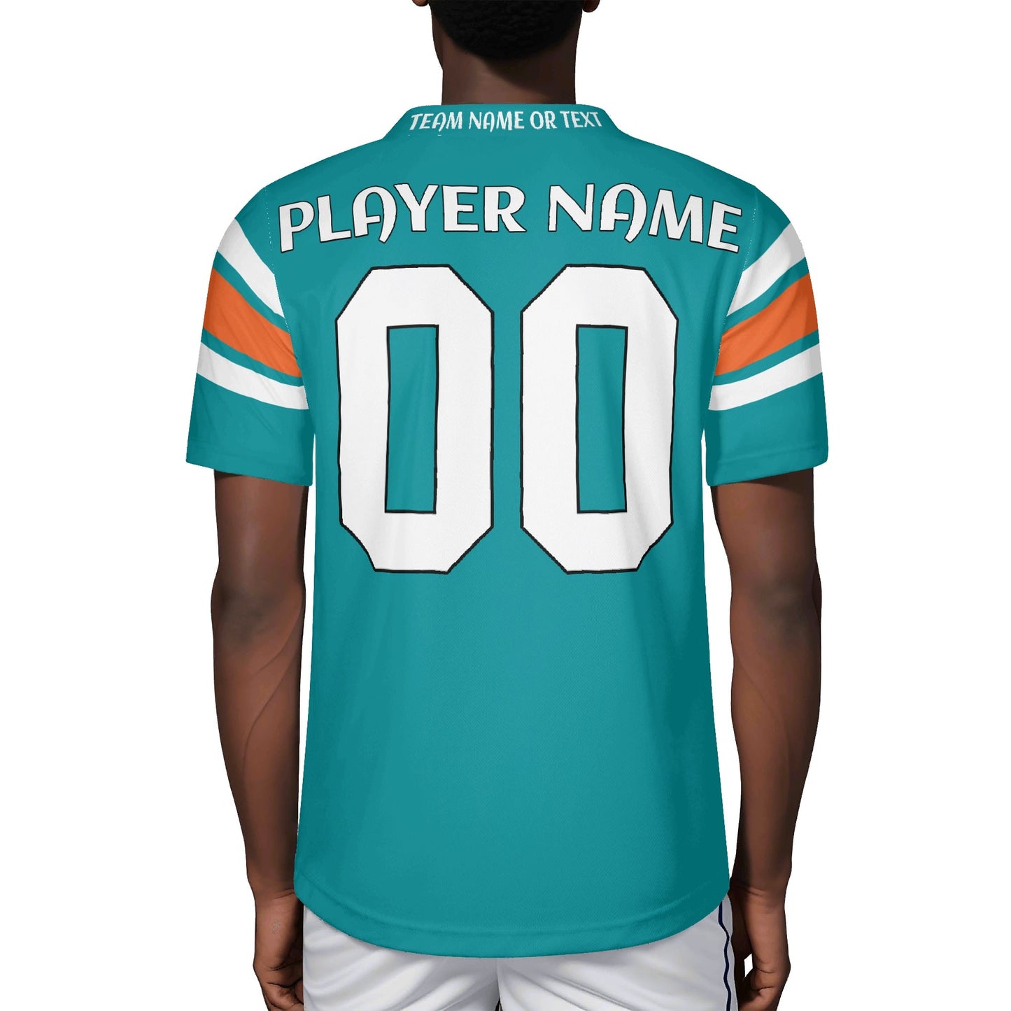 South Beach Aqua/Orange Football Jersey – Custom Name & Number – Quick-Dry Mesh