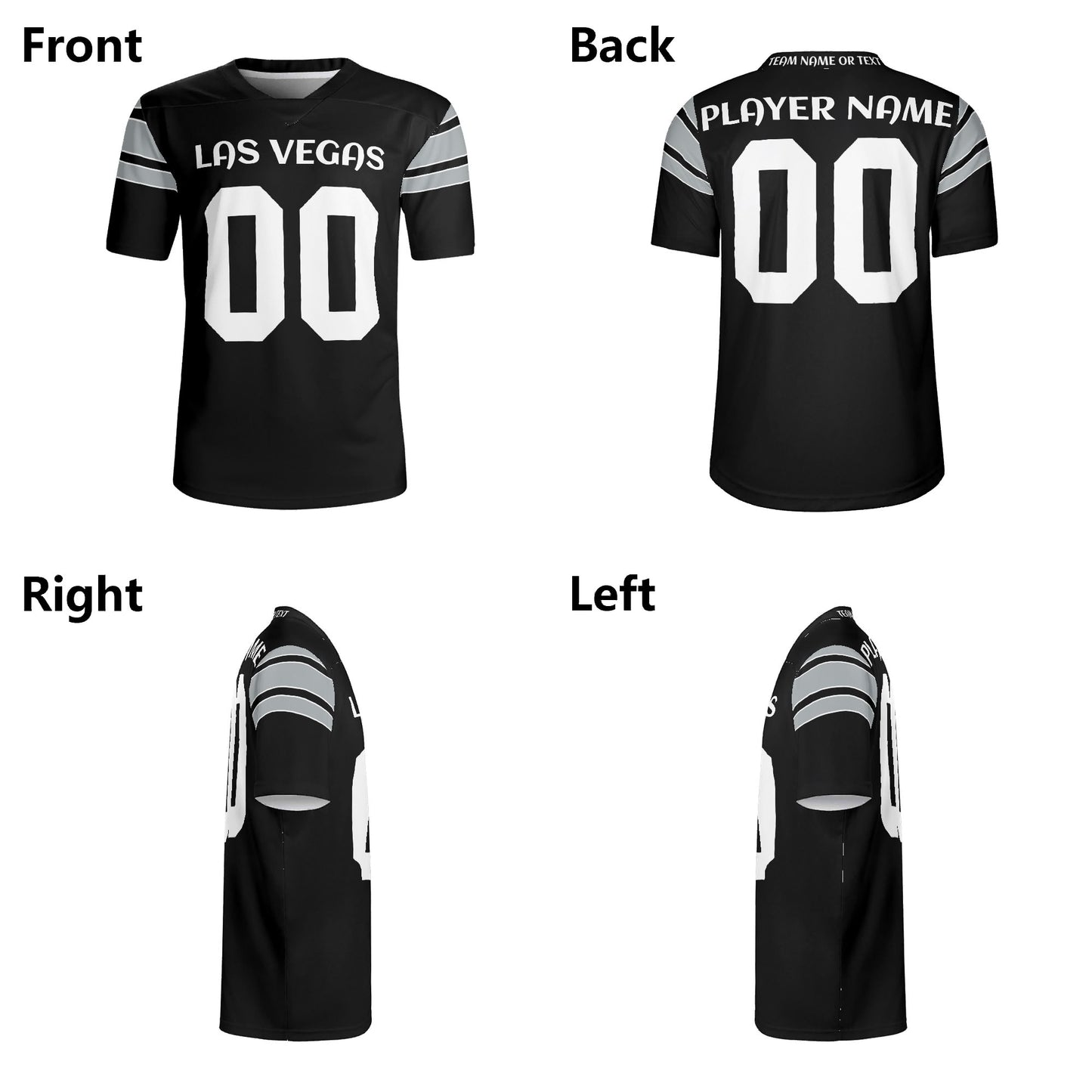 Vegas Desert Night Black-Silver Gridiron Jersey - Personalized Name & Number - Pro-Look Finish