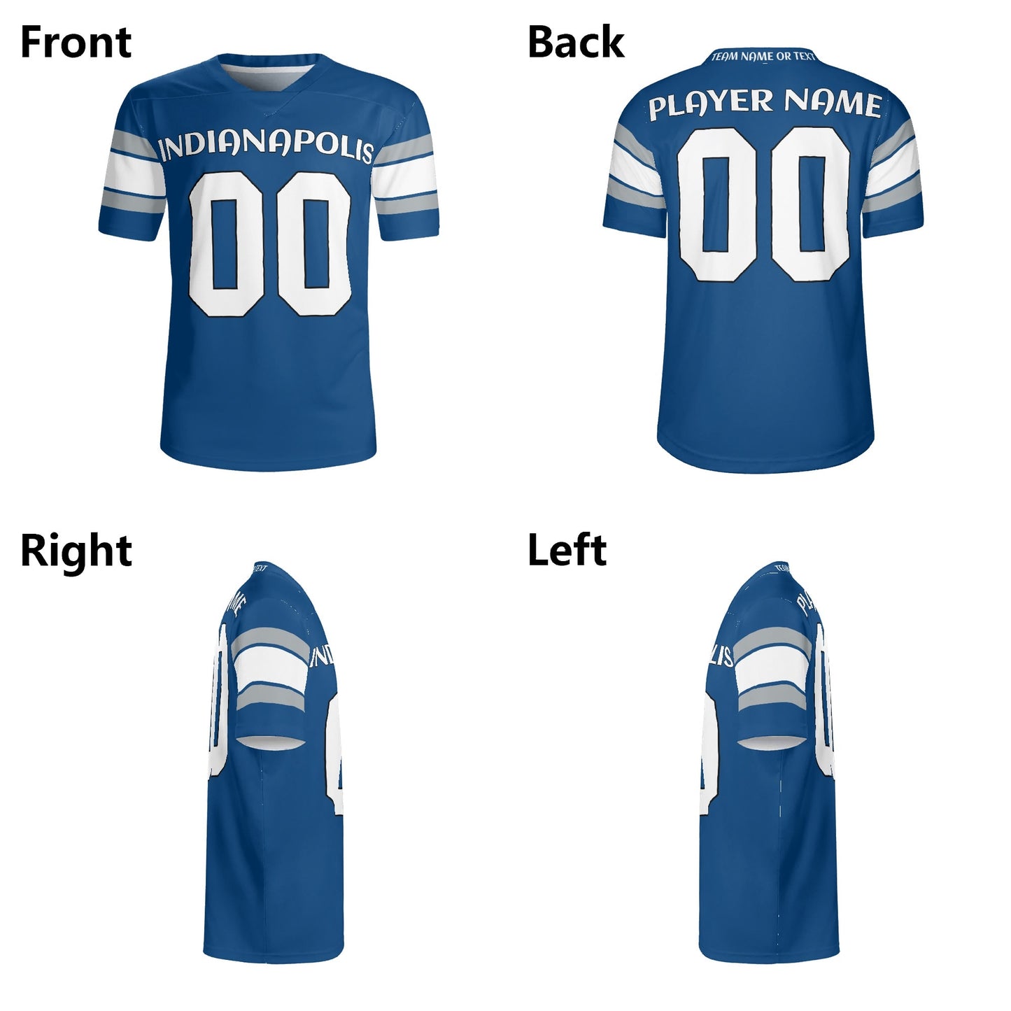 Indy Speedway Blue Wordmark Football Jersey - Custom Name & Number - Quick-Dry Mesh