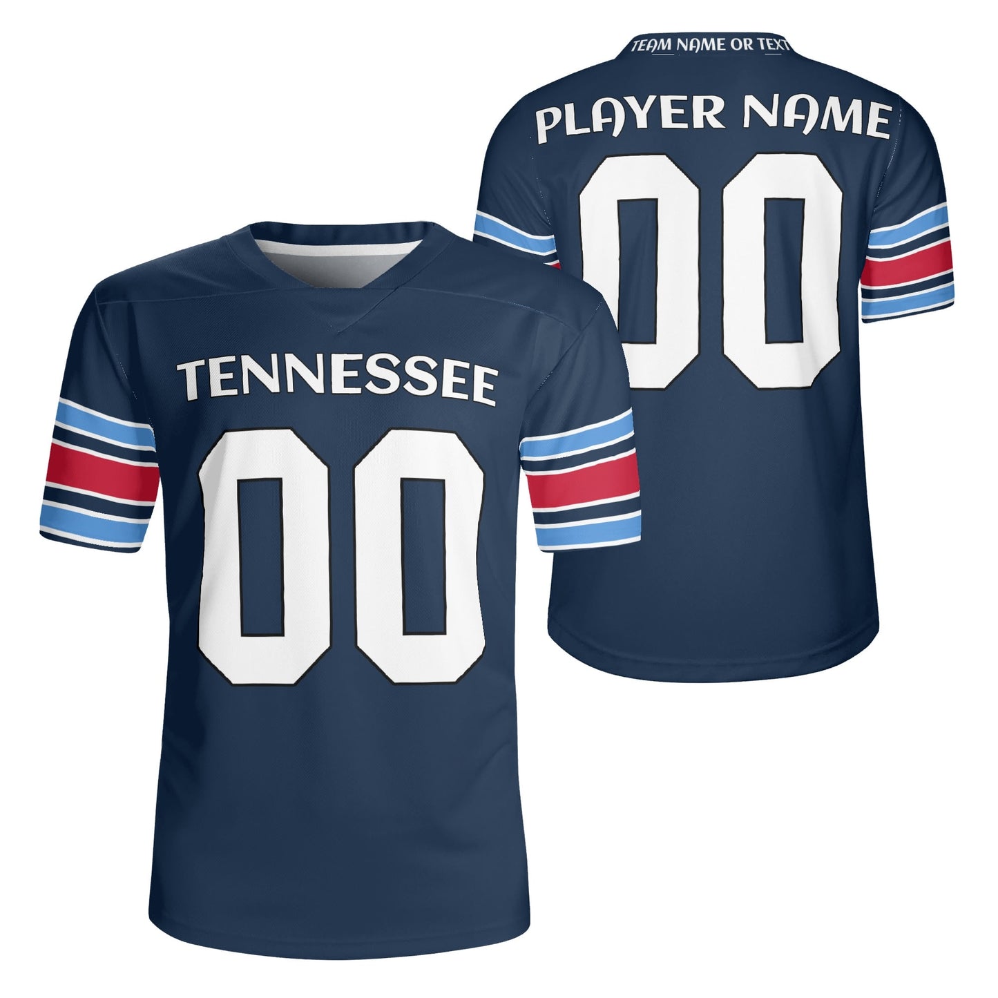 Volunteer State Navy/Red Wordmark Football Jersey - Custom Name & Number - Stadium-Ready Mesh