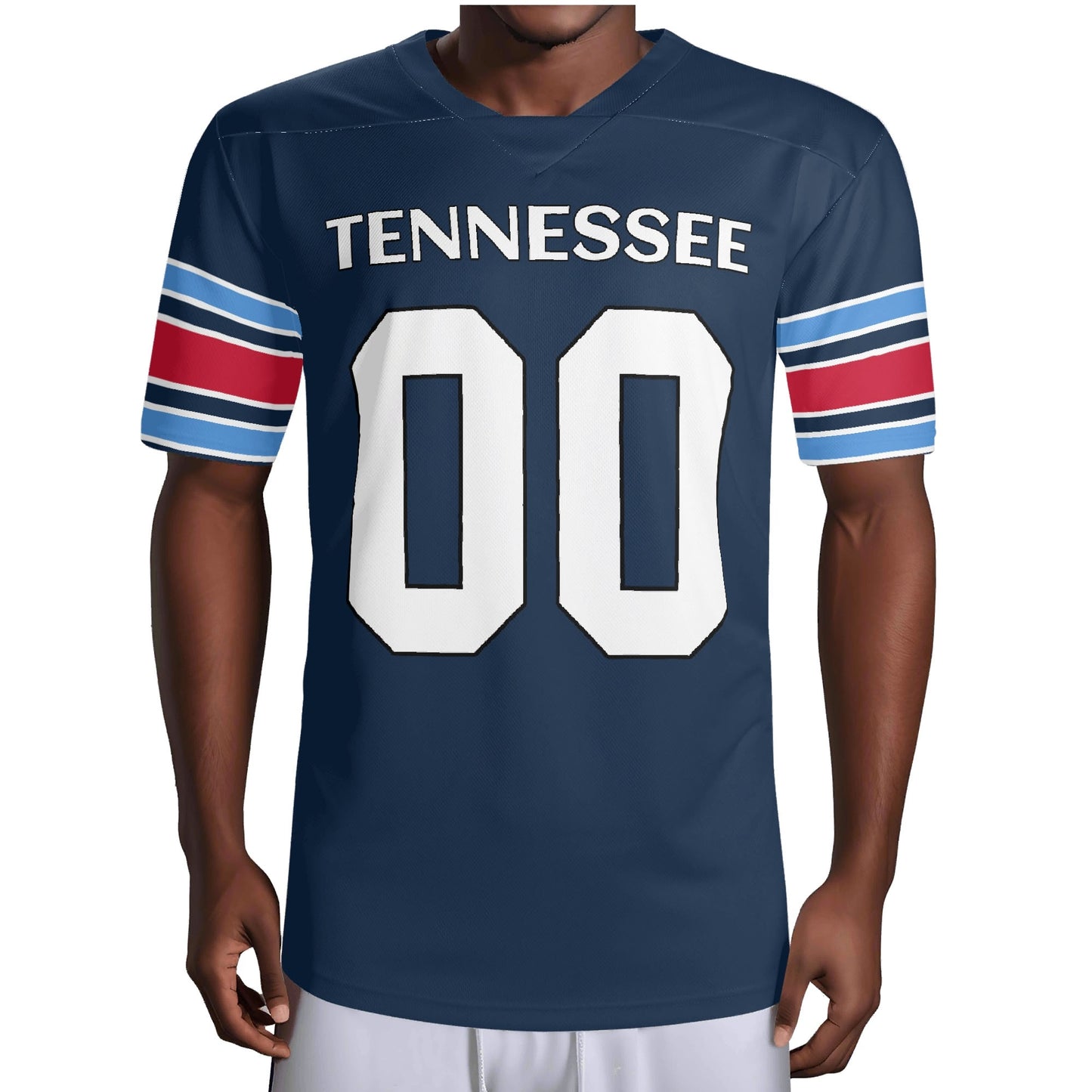 Volunteer State Navy/Red Wordmark Football Jersey - Custom Name & Number - Stadium-Ready Mesh