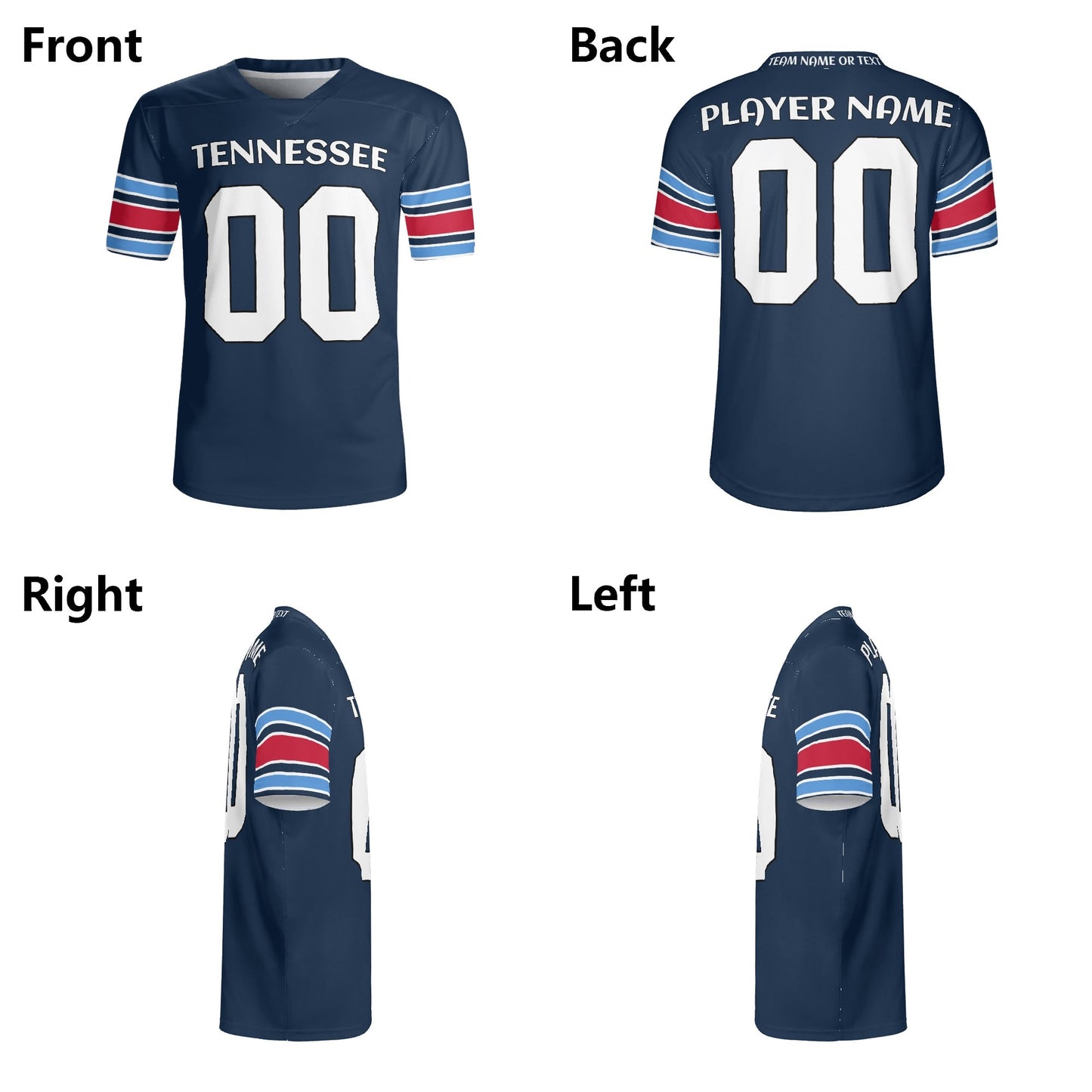 Volunteer State Navy/Red Wordmark Football Jersey - Custom Name & Number - Stadium-Ready Mesh