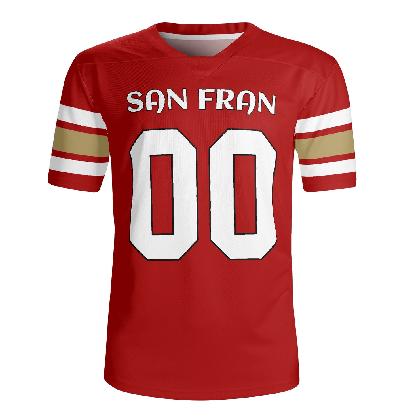 Bay Area Red-Gold Wordmark Football Jersey - Custom Name & Number - Stadium-Ready Mesh