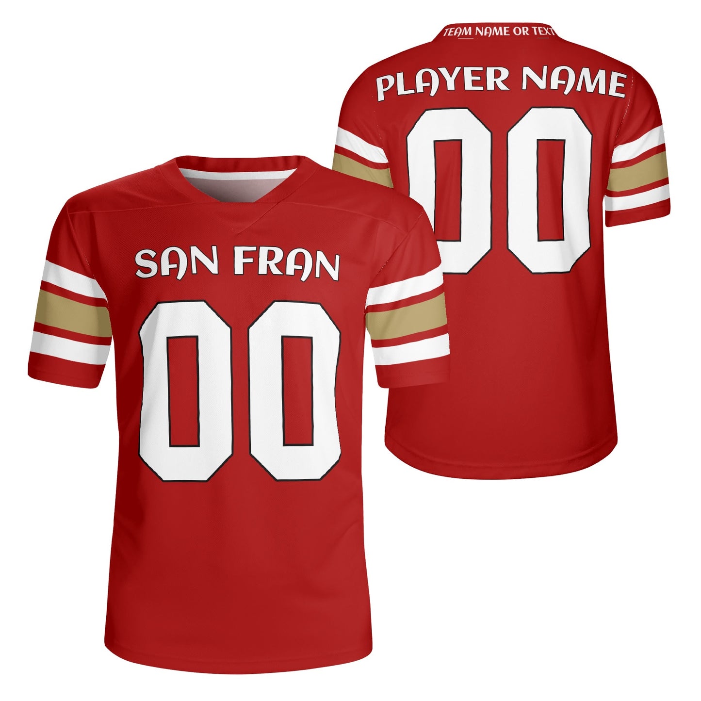 Bay Area Red-Gold Wordmark Football Jersey - Custom Name & Number - Stadium-Ready Mesh