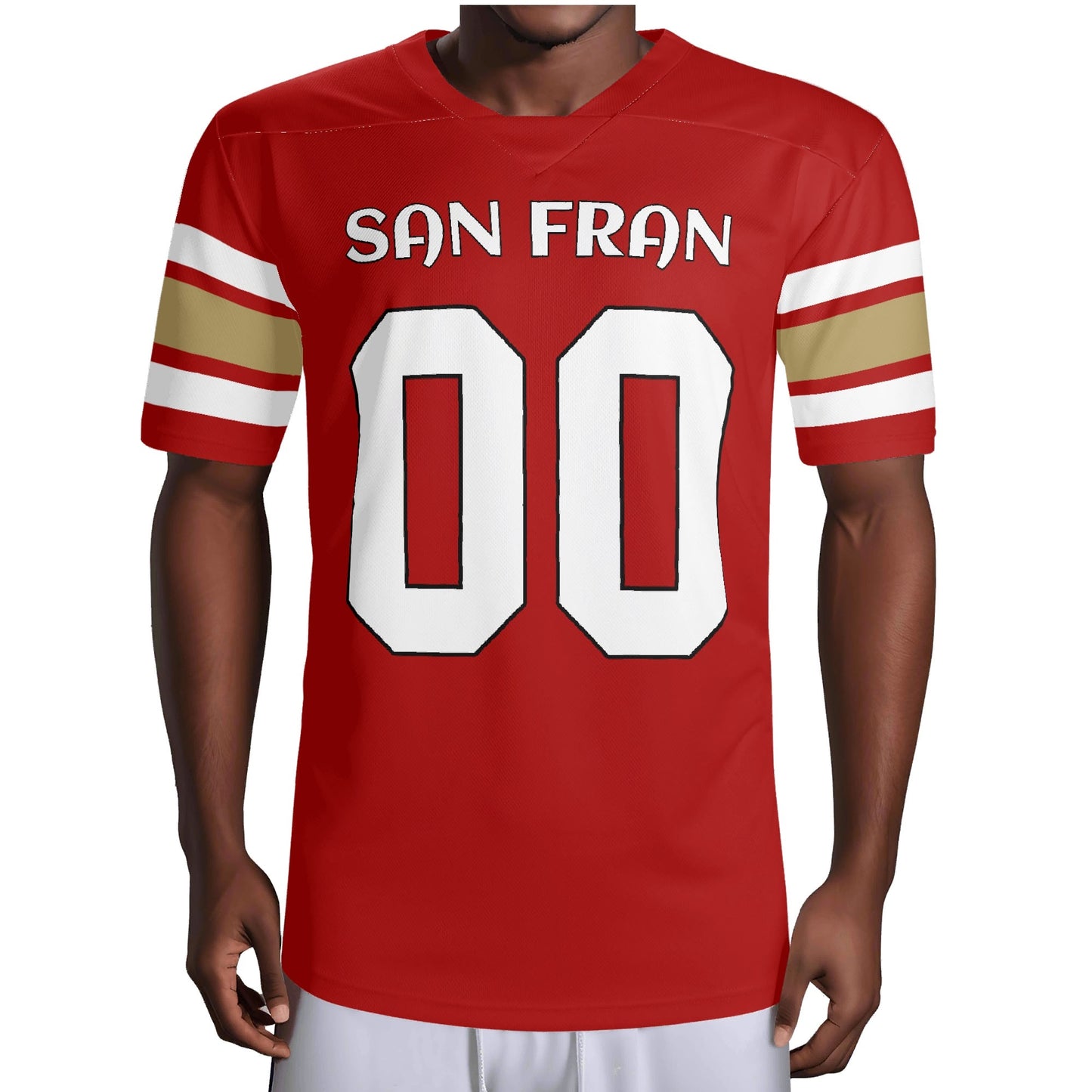 Bay Area Red-Gold Wordmark Football Jersey - Custom Name & Number - Stadium-Ready Mesh