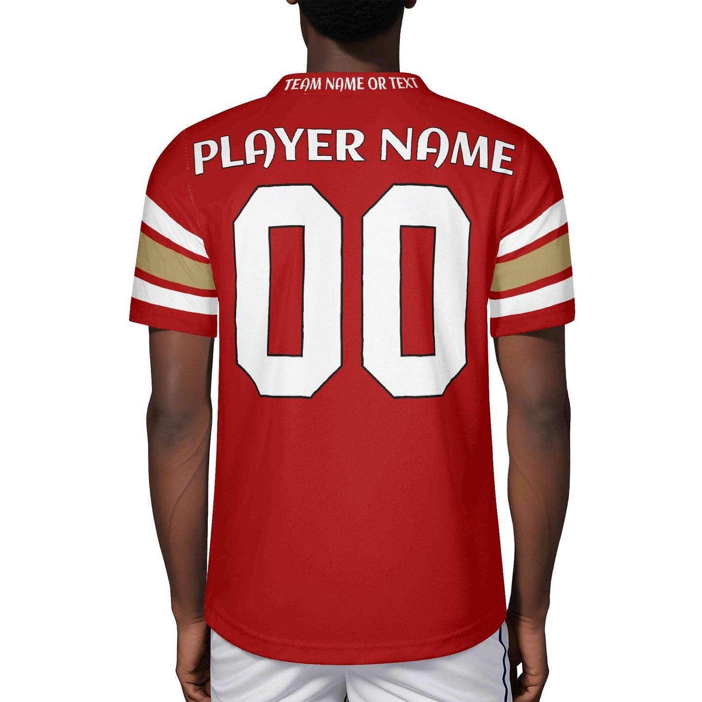 Bay Area Red-Gold Wordmark Football Jersey - Custom Name & Number - Stadium-Ready Mesh