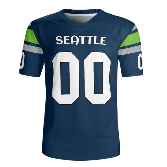 Neon Rush Navy/Lime Football Jersey - Custom Name & Number - Stadium-Ready Mesh