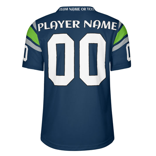 Neon Rush Navy/Lime Football Jersey - Custom Name & Number - Stadium-Ready Mesh
