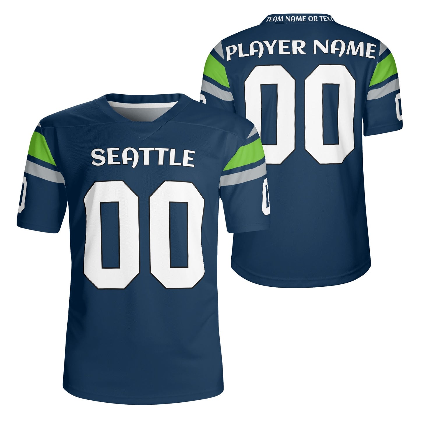 Neon Rush Navy/Lime Football Jersey - Custom Name & Number - Stadium-Ready Mesh