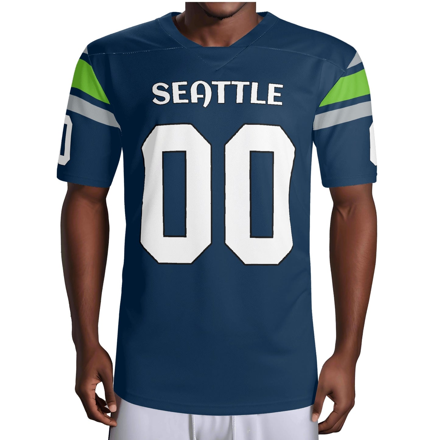 Neon Rush Navy/Lime Football Jersey - Custom Name & Number - Stadium-Ready Mesh