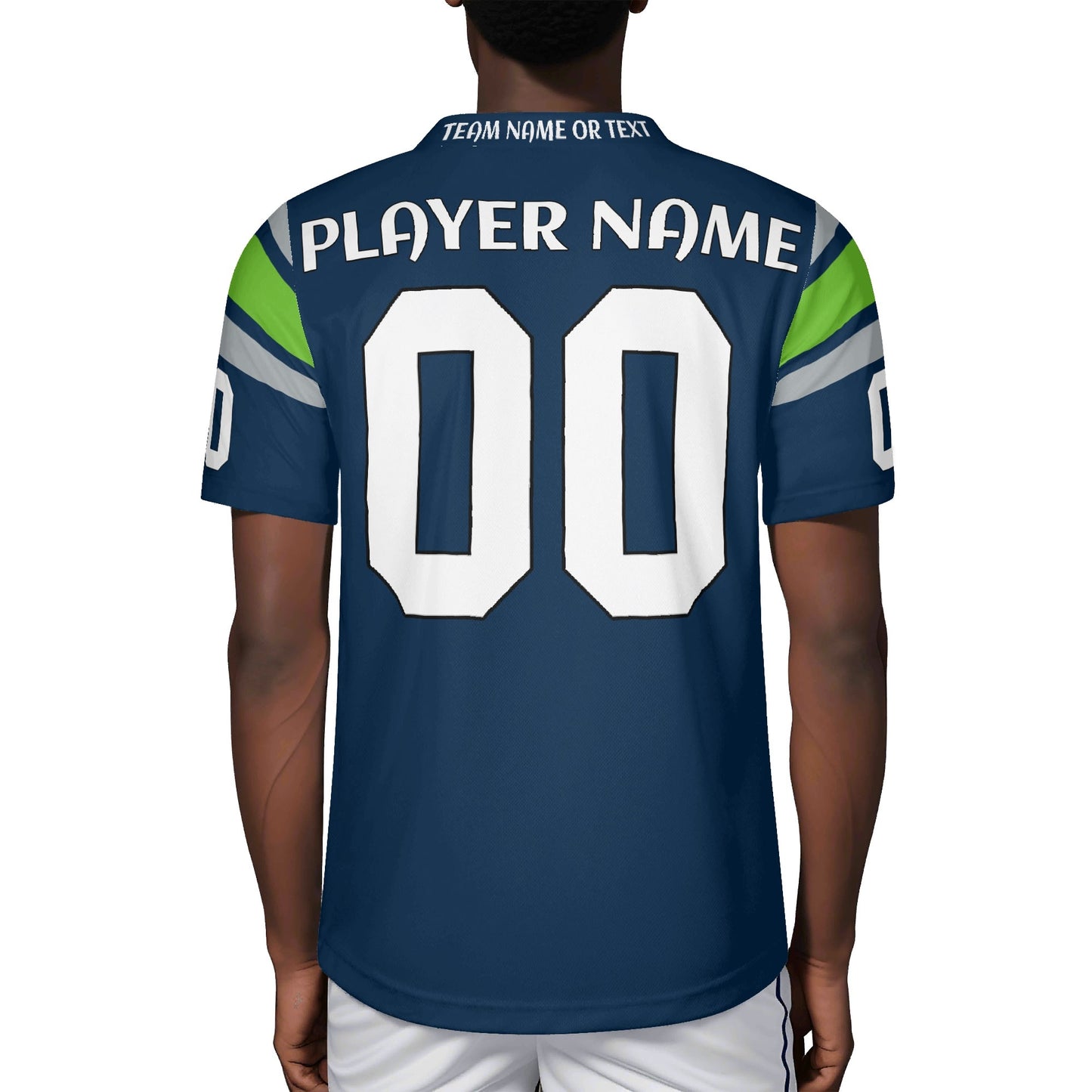 Neon Rush Navy/Lime Football Jersey - Custom Name & Number - Stadium-Ready Mesh