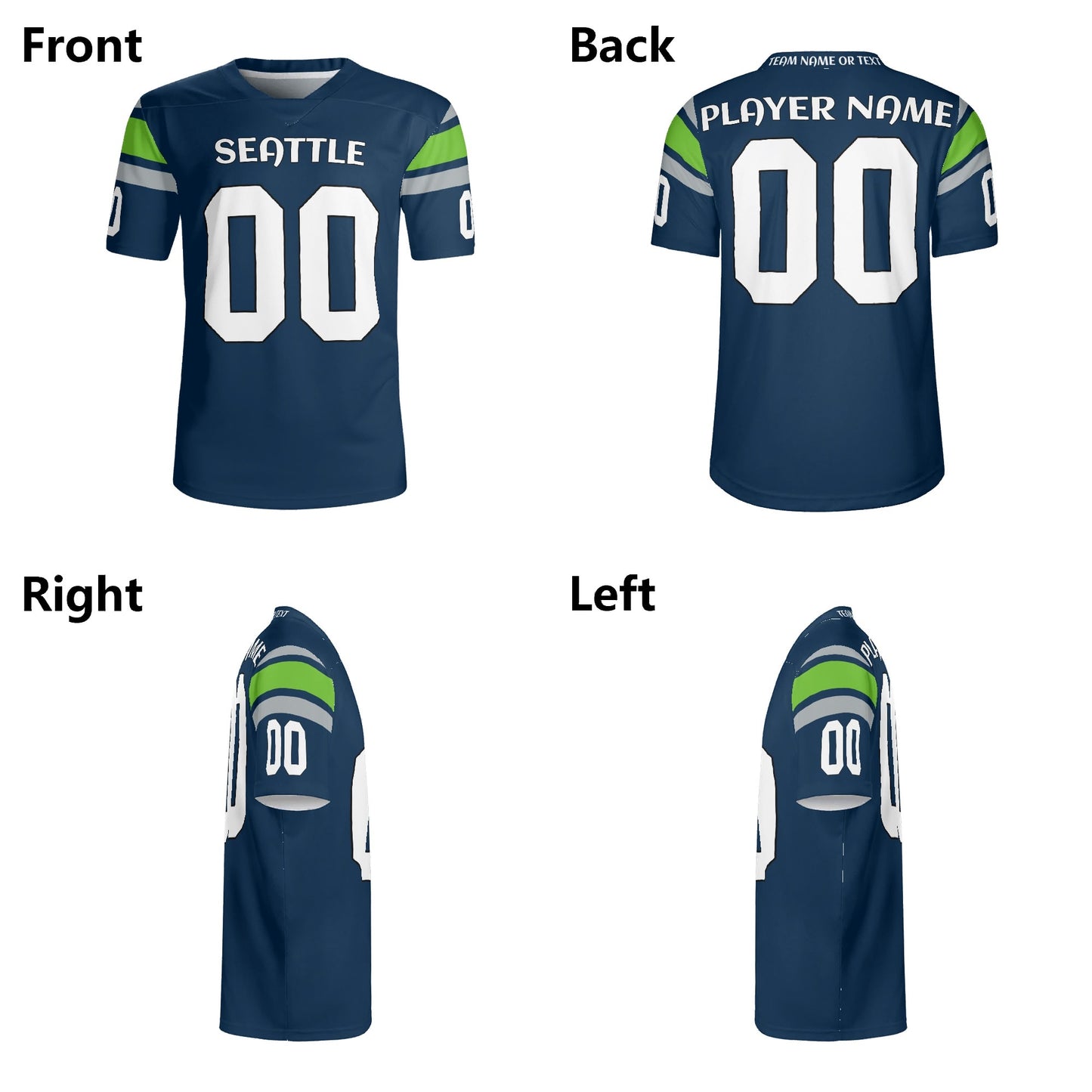 Neon Rush Navy/Lime Football Jersey - Custom Name & Number - Stadium-Ready Mesh
