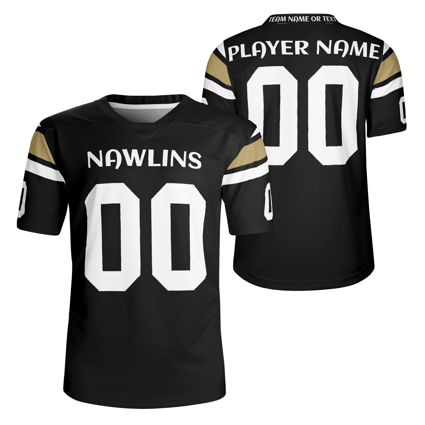 Nawlins Bayou Black/Gold Wordmark Jersey - Custom Name & Number - Stadium-Ready Mesh
