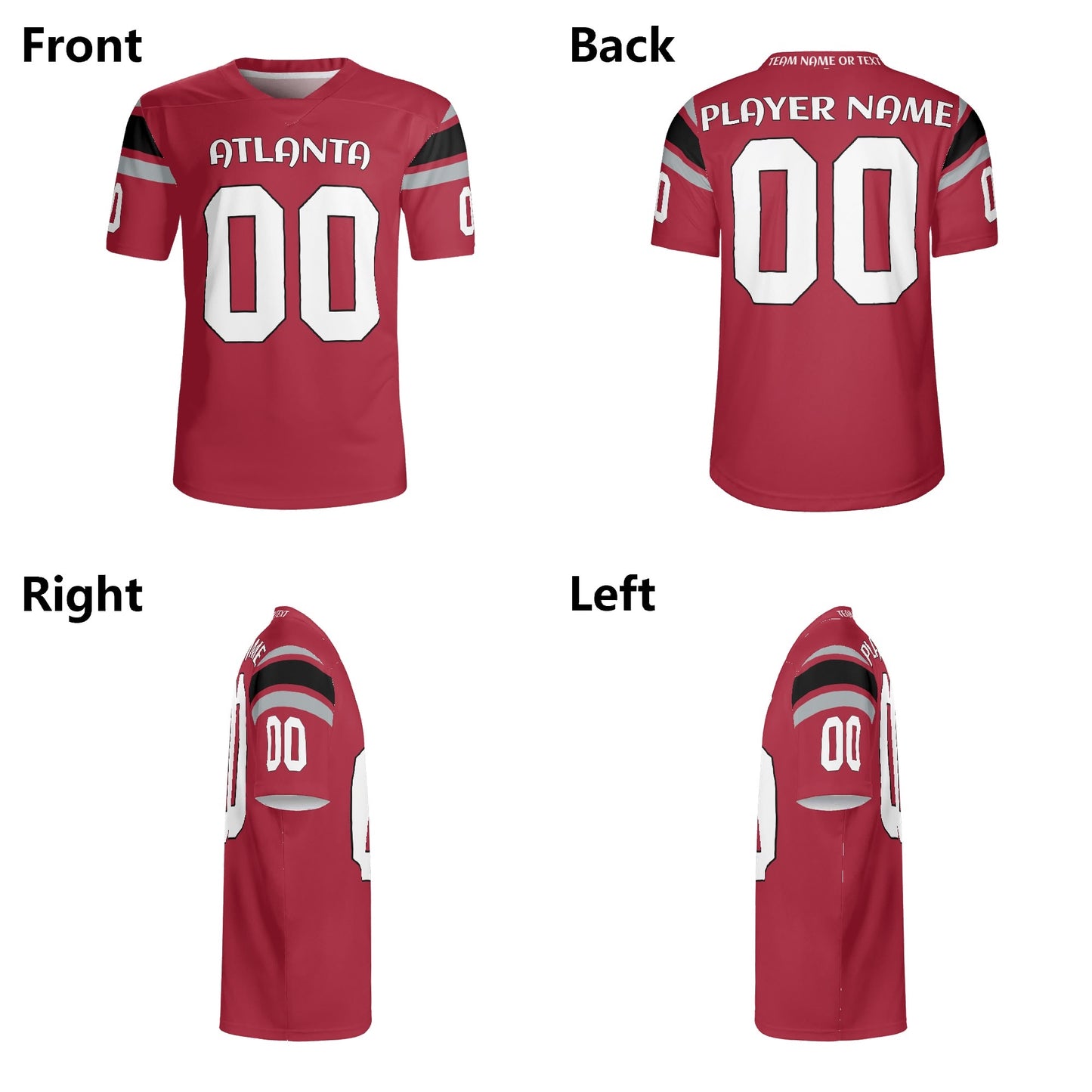 Southern Swagger Red/Black Football Jersey - Custom Name & Number - Stadium-Ready Mesh
