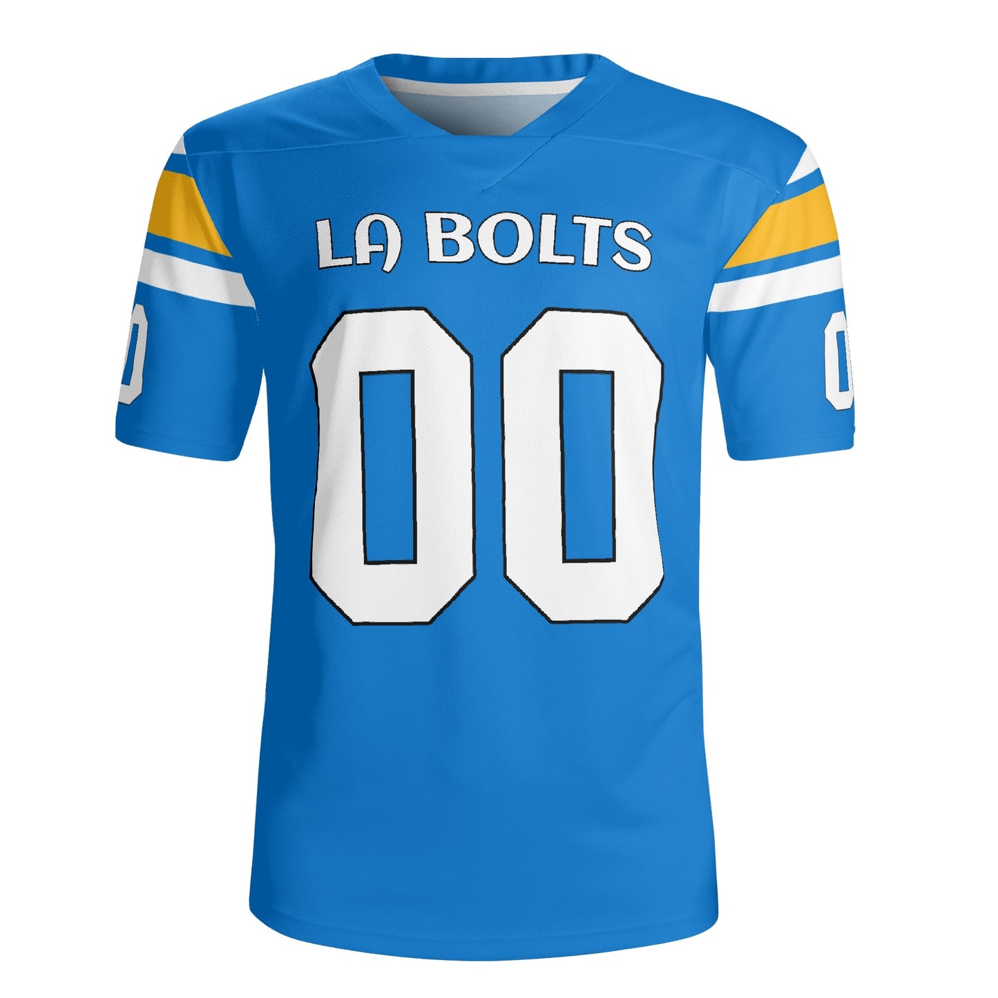 Lightning Strike Electric Blue/Yellow Football Jersey - Custom Name & Number - Quick-Dry Mesh