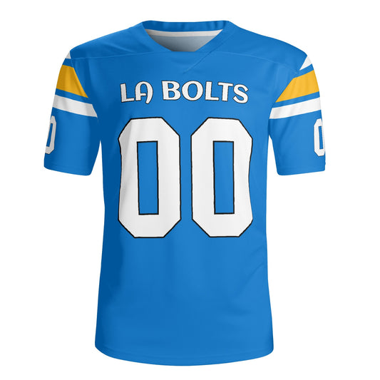 Lightning Strike Electric Blue/Yellow Football Jersey - Custom Name & Number - Quick-Dry Mesh