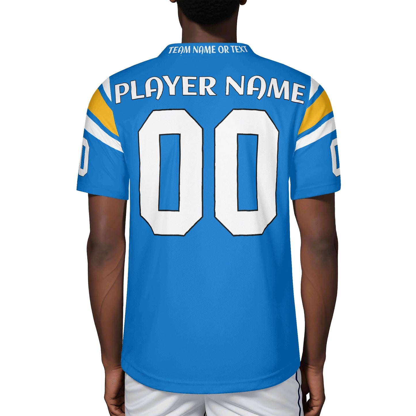 Lightning Strike Electric Blue/Yellow Football Jersey - Custom Name & Number - Quick-Dry Mesh