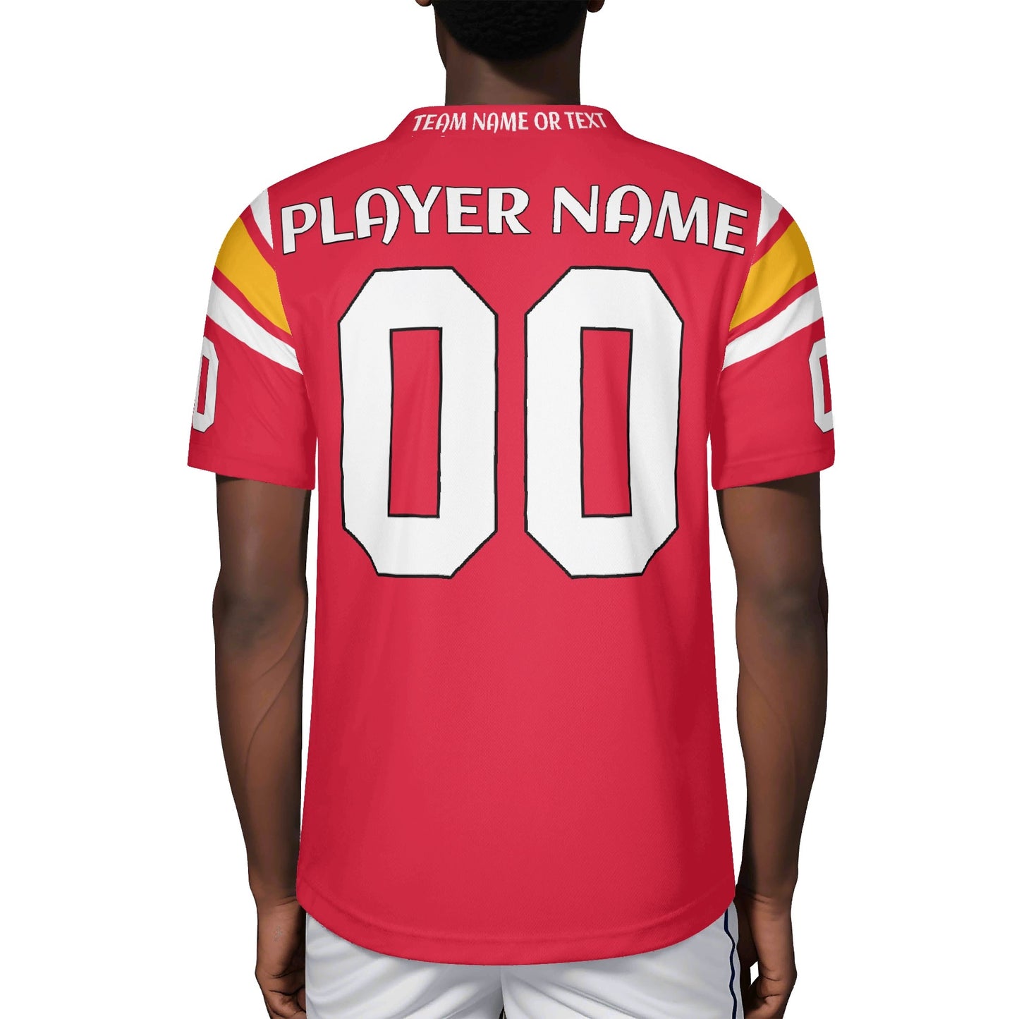 Fire & Gold Football Jersey - Custom Name & Number - Stadium-Ready Mesh- High-Impact Finish
