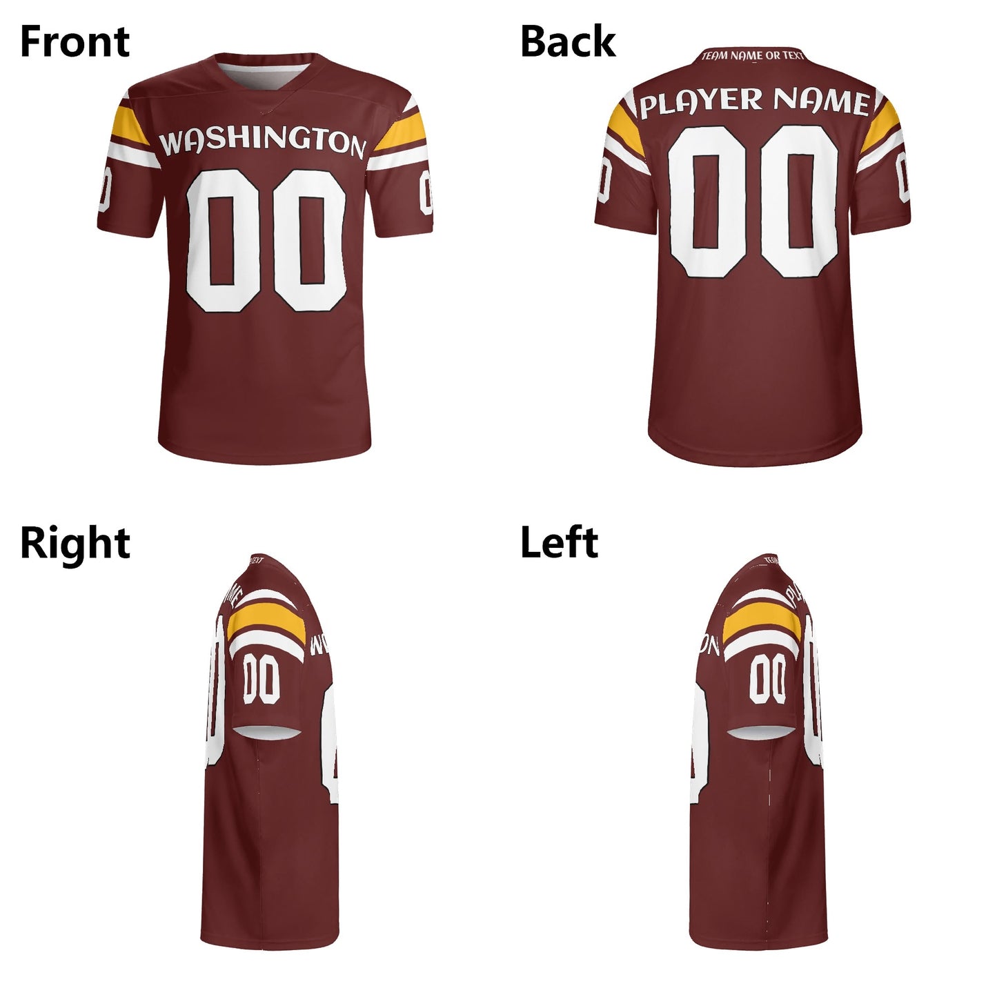 Burgundy/Gold Football Jersey - Custom Name & Number - Pro-Look Mesh