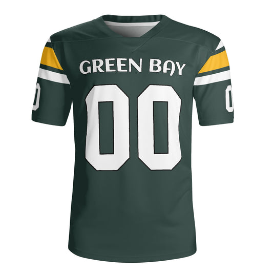 Green/Gold Football Jersey - Custom Name & Number - Game-Day Ready Mesh