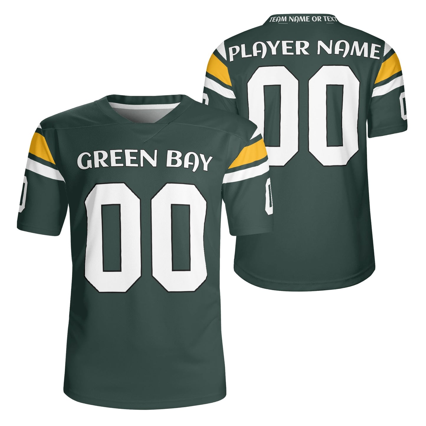 Green/Gold Football Jersey - Custom Name & Number - Game-Day Ready Mesh