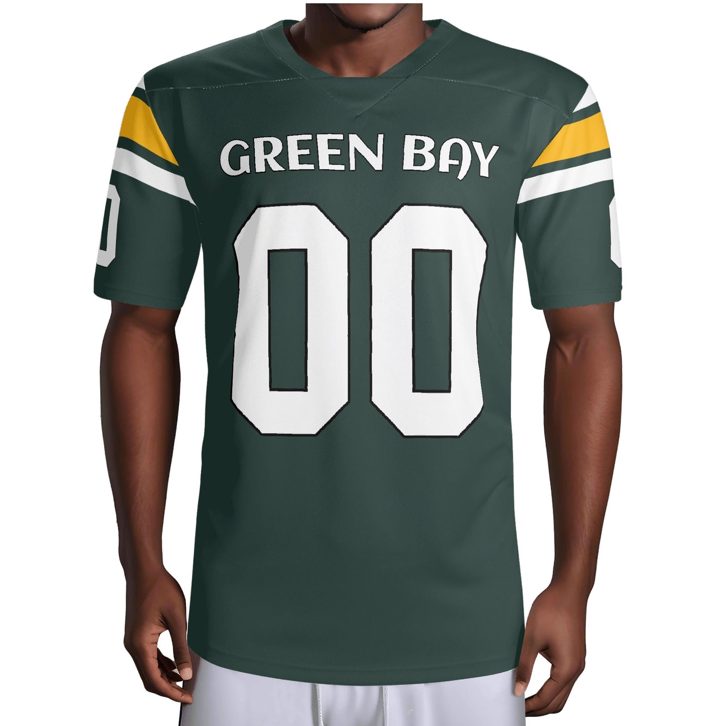 Green/Gold Football Jersey - Custom Name & Number - Game-Day Ready Mesh