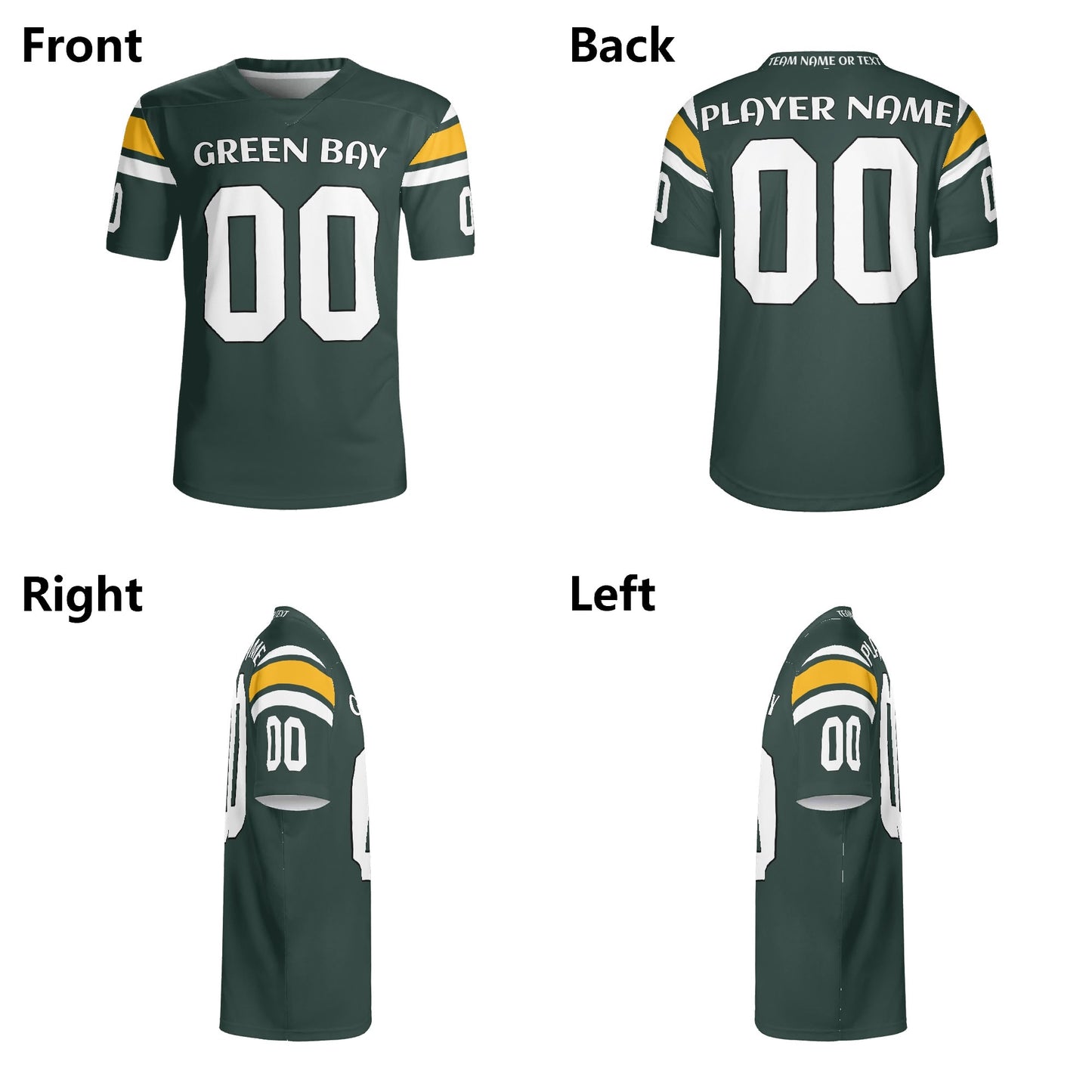 Green/Gold Football Jersey - Custom Name & Number - Game-Day Ready Mesh