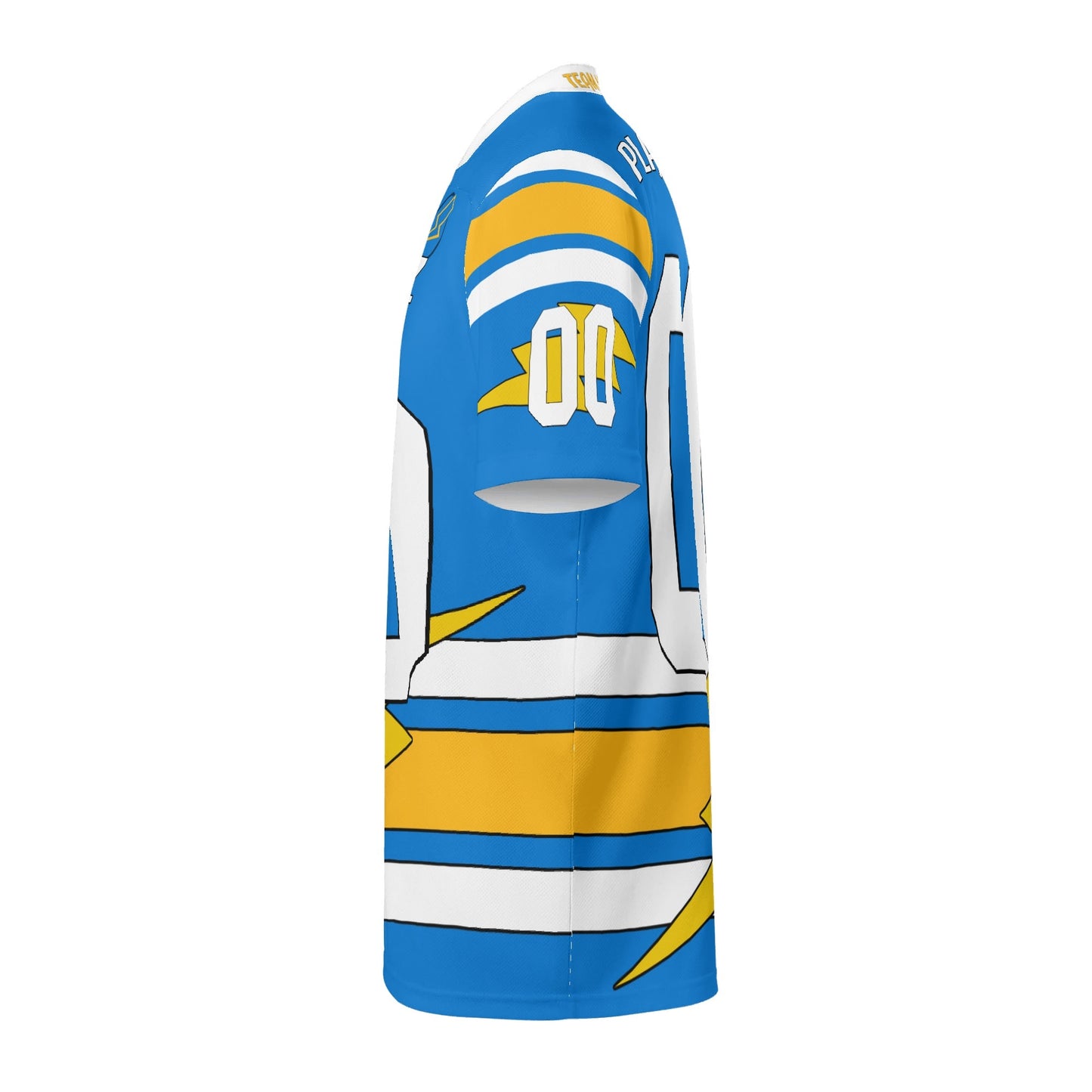 Lightning Bolt Electric Blue/Yellow Football Jersey – Custom Name & Number – Quick-Dry Mesh