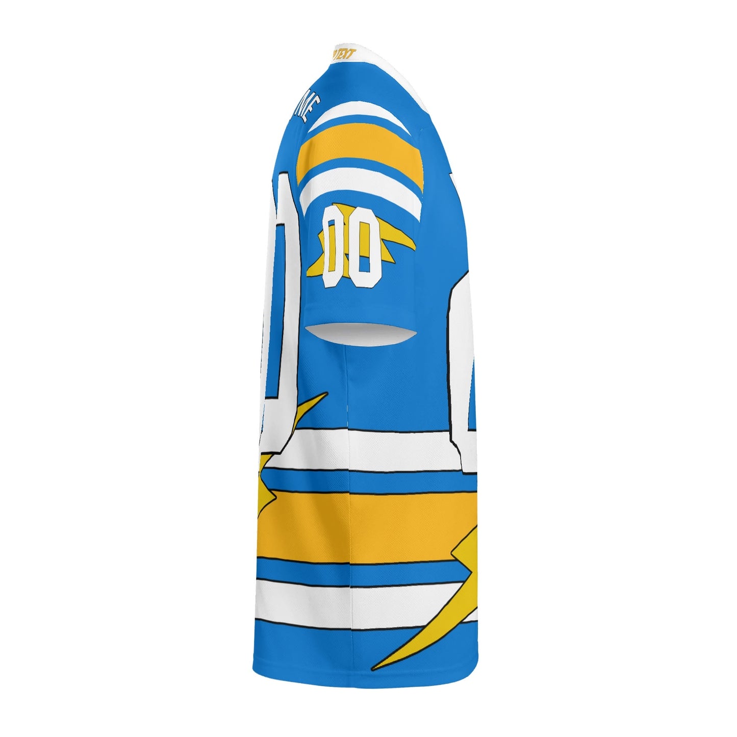 Lightning Bolt Electric Blue/Yellow Football Jersey – Custom Name & Number – Quick-Dry Mesh