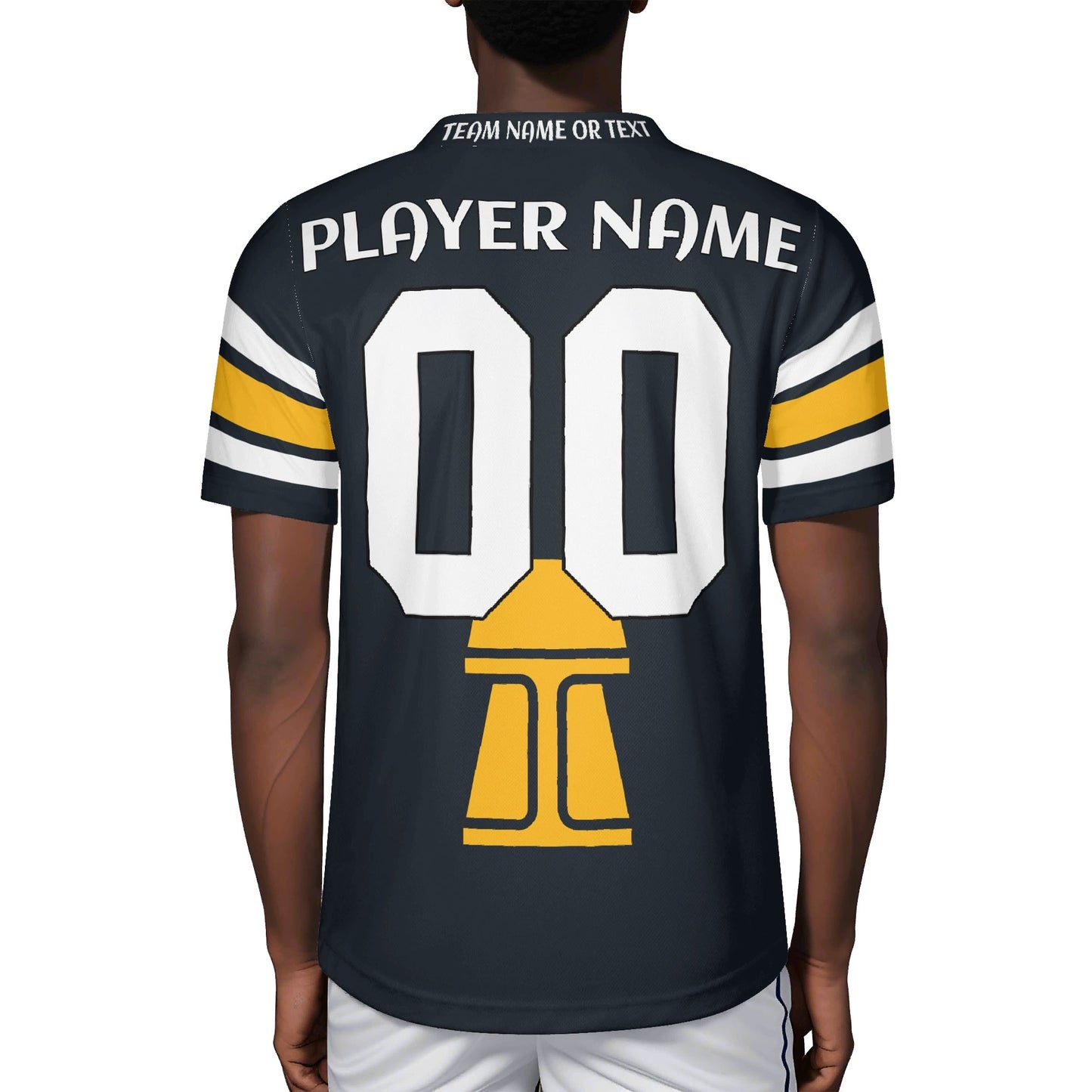 Steel City Black/Gold Football Jersey – Custom Name & Number – Breathable Mesh