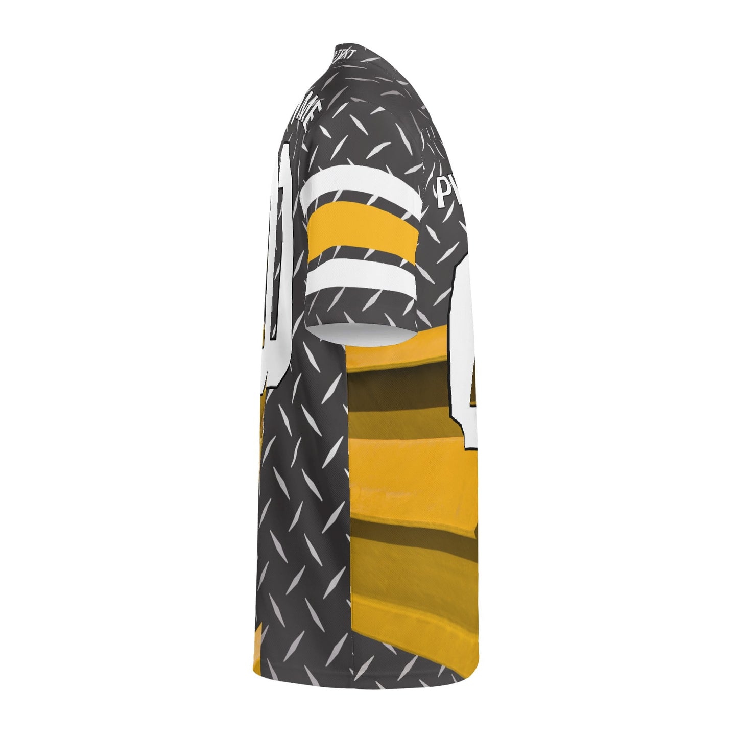 Pittsburgh Black-Gold Diamond Plate Gridiron Jersey — Personalized Name & Number