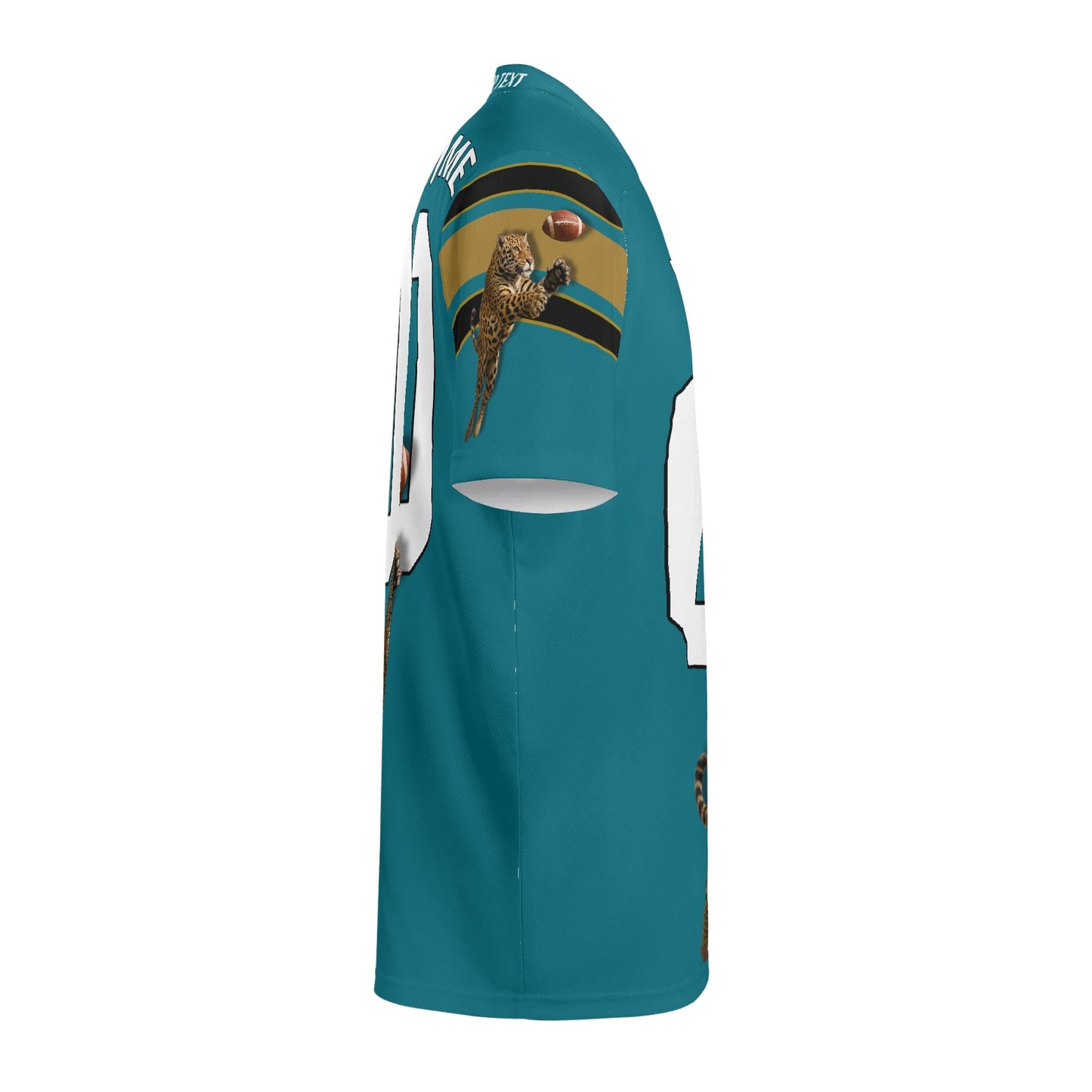 Teal/Black Jaguar Mascot Football Jersey – Custom Name & Number – Breathable Mesh