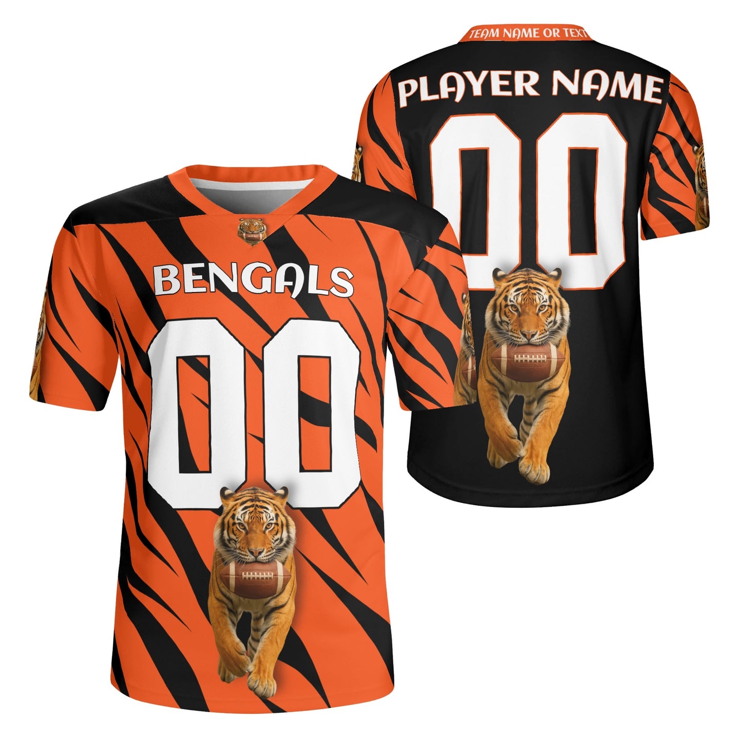 Orange/Black Bengal Tiger Gridiron Jersey – Personalized Name & Number – Pro-Look Finish