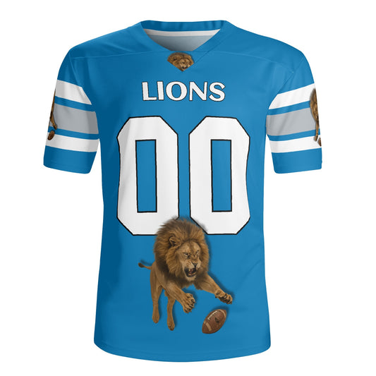 Motor City Honolulu-Blue Lion Mascot Football Jersey – Custom Name & Number – Breathable Mesh