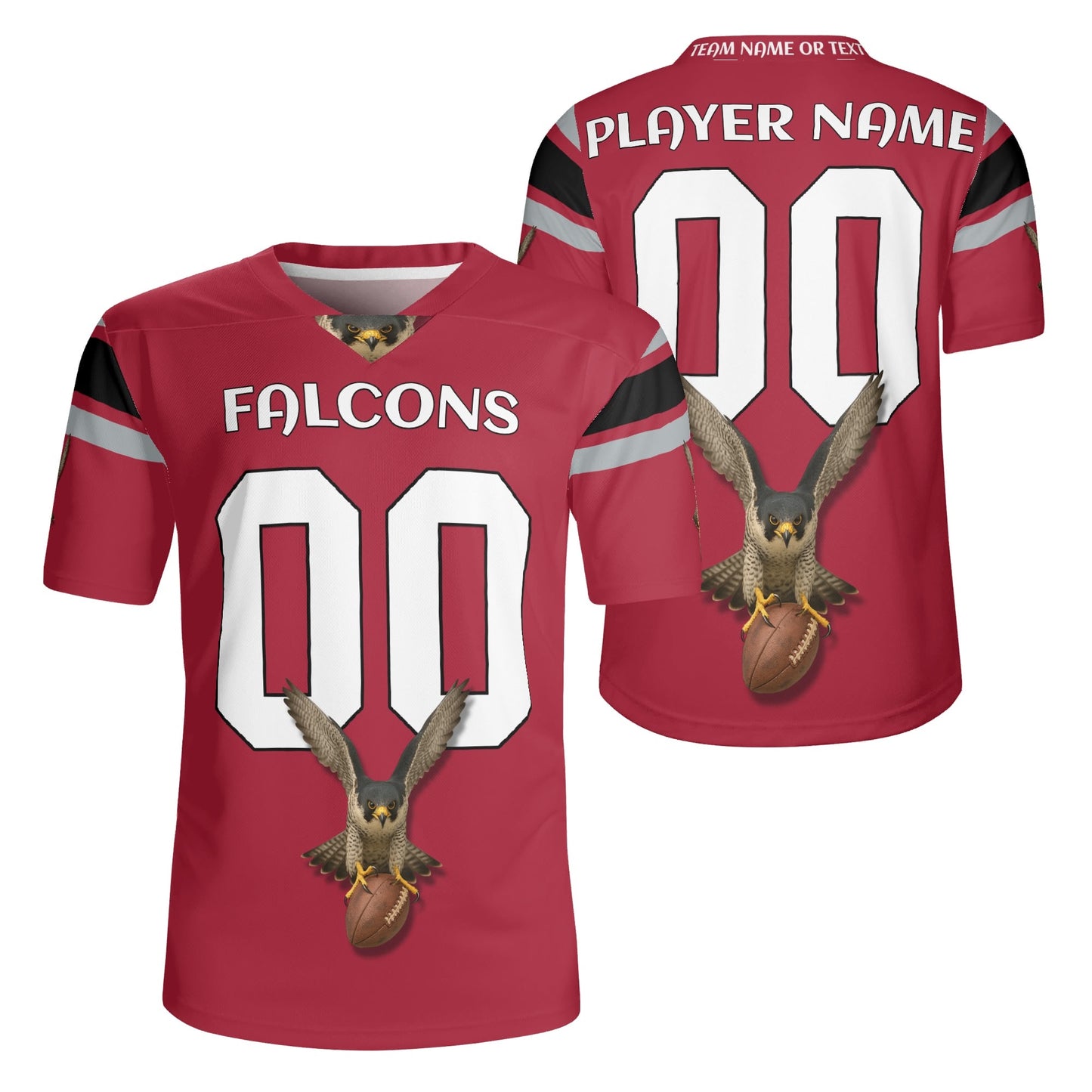 Falcon Fury Gridiron Jersey – Personalized Name & Number – Stadium-Ready Red & Black