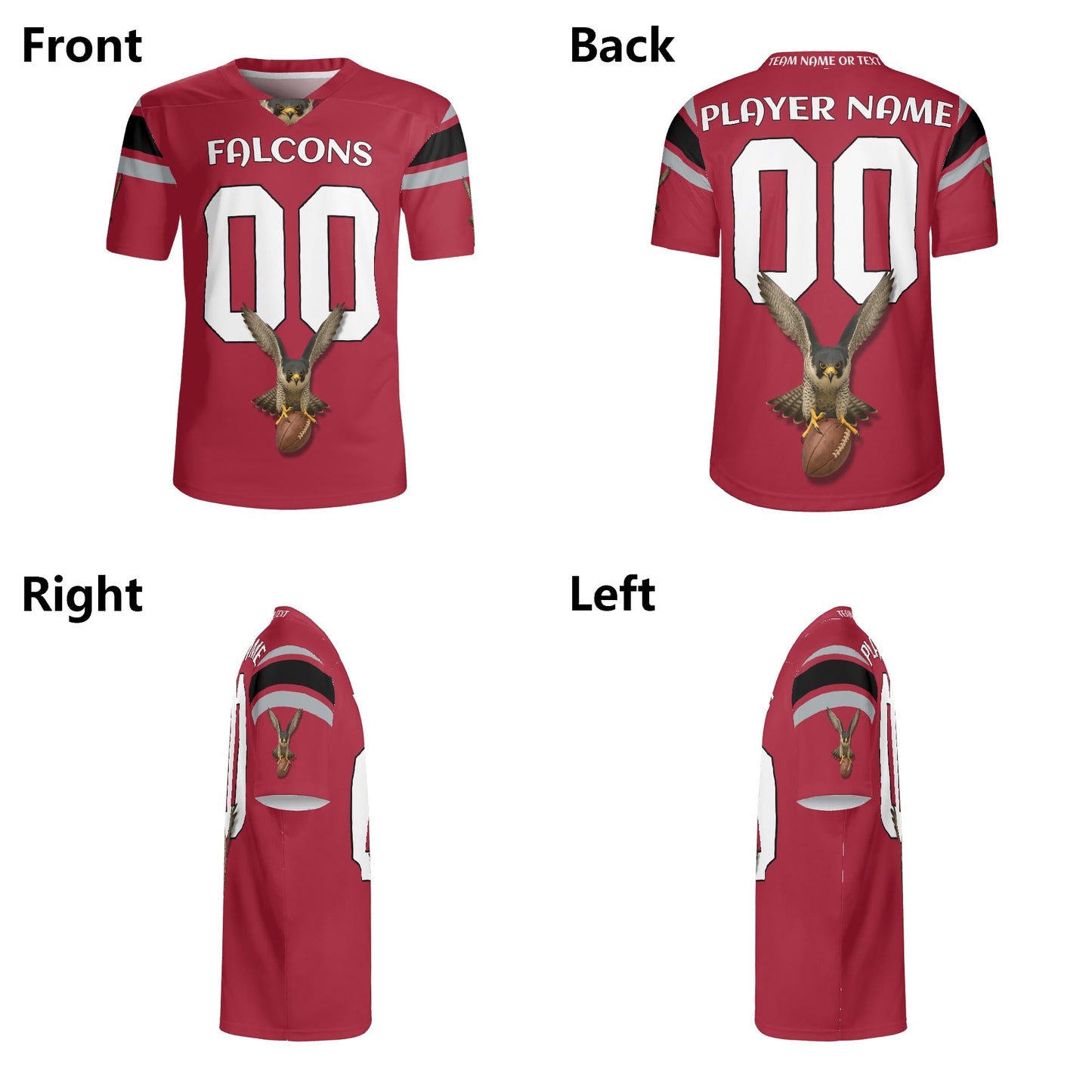 Falcon Fury Gridiron Jersey – Personalized Name & Number – Stadium-Ready Red & Black