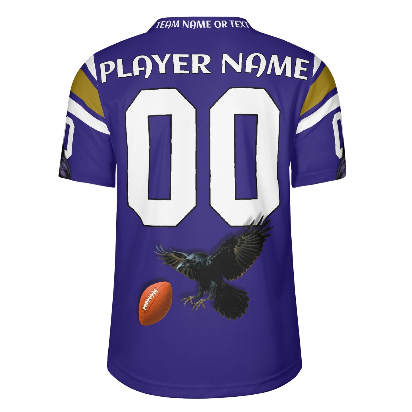 Purple/Black Raven Mascot Football Jersey – Custom Name & Number – Breathable Mesh