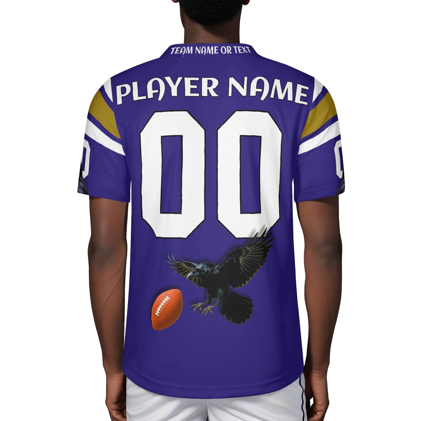Purple/Black Raven Mascot Football Jersey – Custom Name & Number – Breathable Mesh